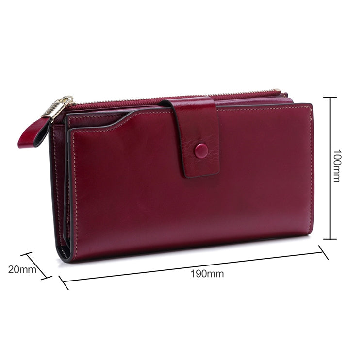 8236 Antimagnetic RFID Multi-function Oil Wax Leather Lady Wallet Large-capacity Purse (Purple) - Home & Garden by buy2fix | Online Shopping UK | buy2fix