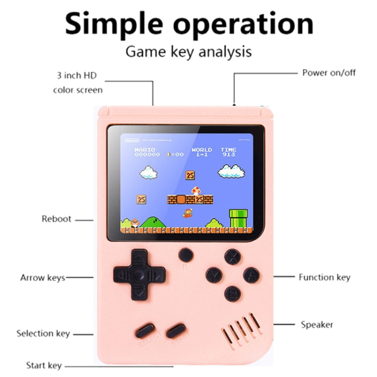 MK800 3.0 inch Macaron Mini Retro Classic Handheld Game Console for Kids Built-in 800 Games, Support AV Output (Pink) - Pocket Console by buy2fix | Online Shopping UK | buy2fix