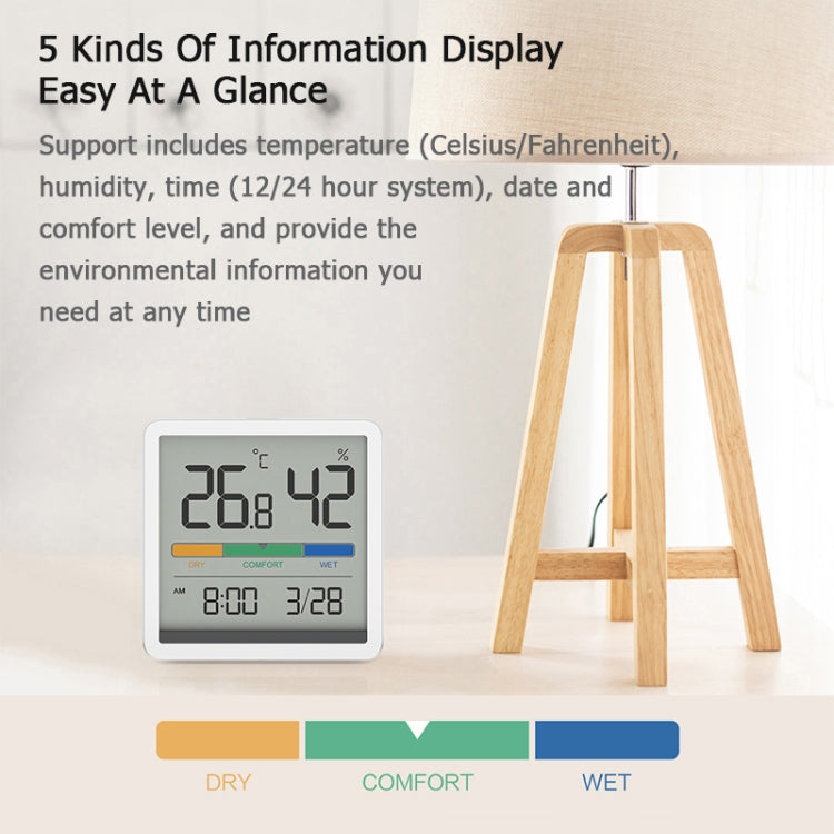 Original Xiaomi Youpin Miiiw Silent Indoor Temperaturer And Humidity Clock with Large 3.34 inch LCD Screen(White) - Indoor Thermometer by Xiaomi | Online Shopping UK | buy2fix