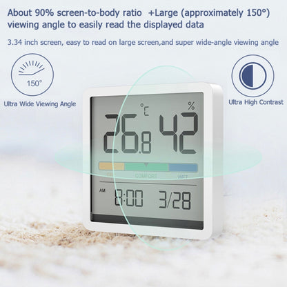 Original Xiaomi Youpin Miiiw Silent Indoor Temperaturer And Humidity Clock with Large 3.34 inch LCD Screen(White) - Indoor Thermometer by Xiaomi | Online Shopping UK | buy2fix