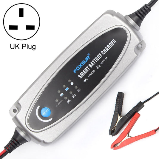 FOXSUR 0.8A / 3.6A 12V 5 Stage Charging Battery Charger for Car Motorcycle,  UK Plug - In Car by FOXSUR | Online Shopping UK | buy2fix