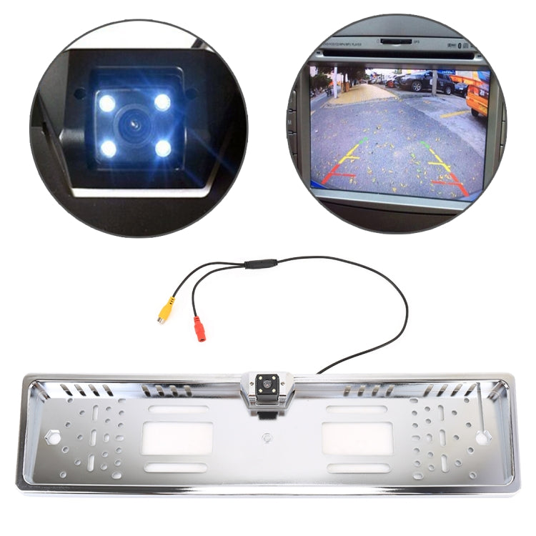 JX-9488 720x540 Effective Pixel NTSC 60HZ CMOS II Universal Waterproof Car Electroplated Silver Rear View Backup Camera with 2W 80LM 5000K White Light 4LED Lamp, DC 12V, Wire Length: 4m - In Car by buy2fix | Online Shopping UK | buy2fix
