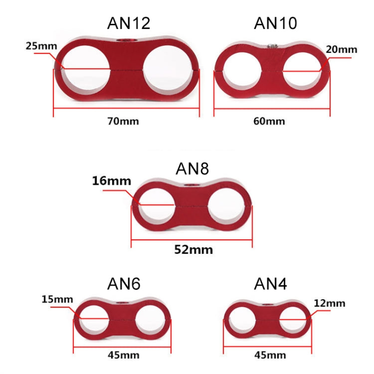 AN12 Automotive 2-hole High Pressure Tubing Fixing Clip Car Tubing Clamp Aluminum Alloy Clip Tubing Separator, Random Color Delivery - In Car by buy2fix | Online Shopping UK | buy2fix