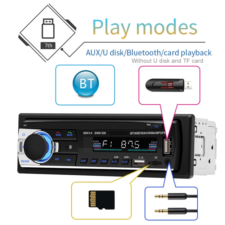 SWM-530 12V Universal Car Dual USB Charger Radio Receiver MP3 Player, Support FM & Bluetooth with Remote Control - Car MP3 & MP4 & MP5 by buy2fix | Online Shopping UK | buy2fix