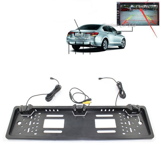 PZ600-L Europe Car License Plate Frame Rear View Camera Visual Rear View Parking System with 2 Reversing Radar Detector - In Car by buy2fix | Online Shopping UK | buy2fix