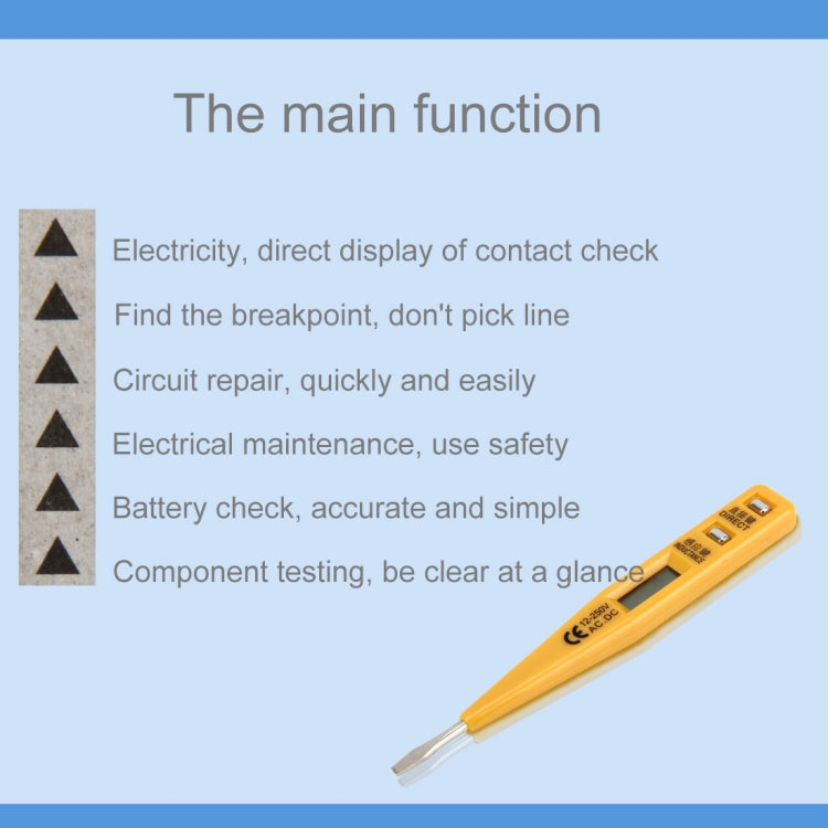 Portable AC DC Voltage Test Pencil Circuit Detector Volt Tester 12-250V Detection(Yellow) - Voltage Detector by buy2fix | Online Shopping UK | buy2fix