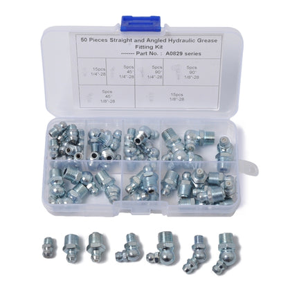 50 PCS Straight and Angled Hydraulic Grease Zerk Fitting SAE Kit - Pipes & Fittings by buy2fix | Online Shopping UK | buy2fix