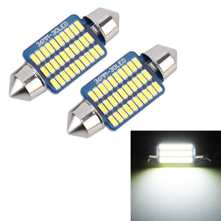 2 PCS 36mm DC12V / 1.5W / 6000K / 100LM 30LEDs SMD-3014 Car License Plate Light / Dome Light, with Decoder - Dome Lights by buy2fix | Online Shopping UK | buy2fix
