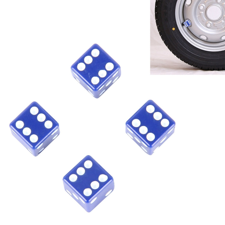 4 PCS Plastic Plated Dice Shape Universal Tire Valve Stem Cap(Blue) - In Car by buy2fix | Online Shopping UK | buy2fix