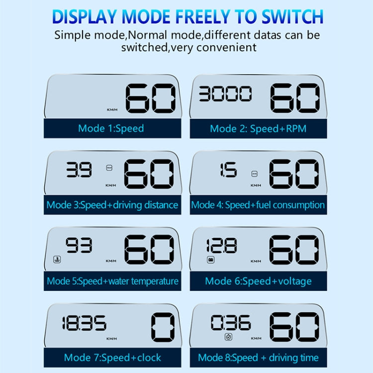 C500 Car HUD Virtual HD Projection Head-up Display, With Adjustable Reflection Board, Speed & RPM & Water Temperature & Oil Consumption & Driving Distance / Time & Voltage Display, Over Speed Alarm, Connect OBD2 Interface(White) - Head Up Display System by buy2fix | Online Shopping UK | buy2fix