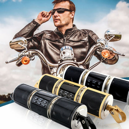 Motorcycle Waterproof Aluminum Shell Bluetooth Handle Stereo Speaker, Support BT/MP3/FM/TF(Gold) - Electrical Instruments by buy2fix | Online Shopping UK | buy2fix