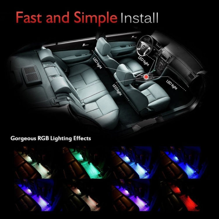 4 in 1 4.5W 36 SMD-5050-LEDs RGB Car Interior Floor Decoration Atmosphere Colorful Neon Light Lamp with Wireless Remote Control, DC 12V - Atmosphere lights by buy2fix | Online Shopping UK | buy2fix