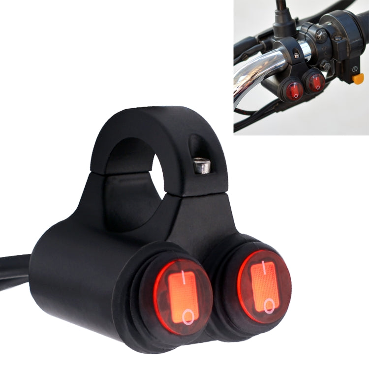 Motorcycle Headlight Auxiliary Light Waterproof Aluminum Alloy Double Flash Switches with Indicator Light - Electrical System by buy2fix | Online Shopping UK | buy2fix