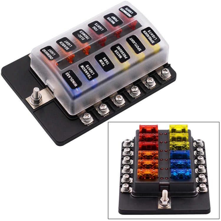 1 in 12 Out Fuse Box Screw Terminal Section Fuse Holder Kits with LED Warning Indicator for Auto Car Truck Boat - In Car by buy2fix | Online Shopping UK | buy2fix