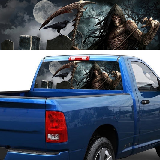 Scythe Death Pattern Horror Series Car Rear Window Decorative Sticker, Size: 135 x 36cm - Decorative Sticker by buy2fix | Online Shopping UK | buy2fix