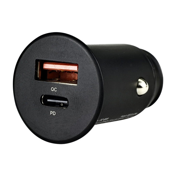 ROCK H15 Dual Port USB + USB-C / Type-C PD30W Car Charger (Black) - Car Charger by ROCK | Online Shopping UK | buy2fix