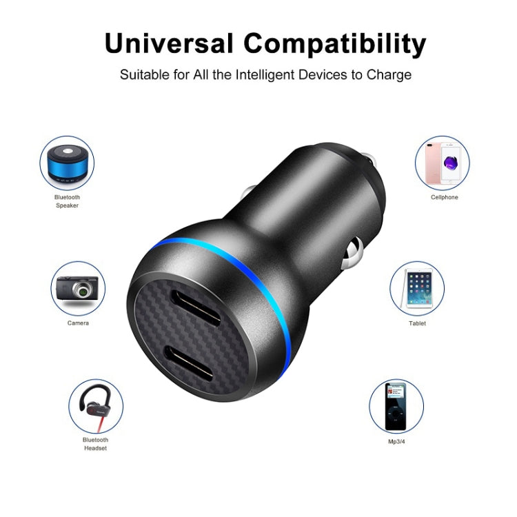 ACC-580 PD 40W Dual Type-C / USB-C Ports Fast Charging Car Charger(Black) - In Car by buy2fix | Online Shopping UK | buy2fix