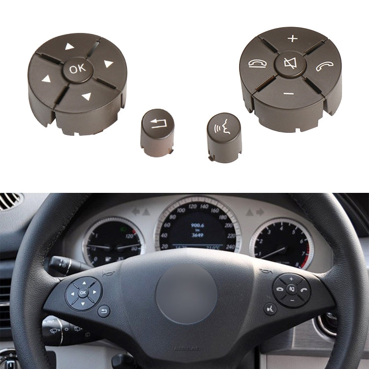 1 Pair Car Steering Wheel Switch Buttons Panel for Mercedes-Benz W204 2007-2014, Left Driving(Brown) - In Car by buy2fix | Online Shopping UK | buy2fix
