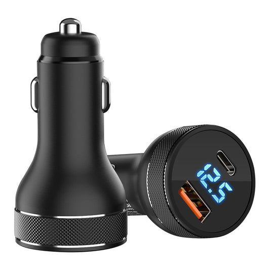 ACC-568 PD 20W USB-C / Type-C + USB Digital Display Fast Charge Car Charger (Black) - In Car by buy2fix | Online Shopping UK | buy2fix
