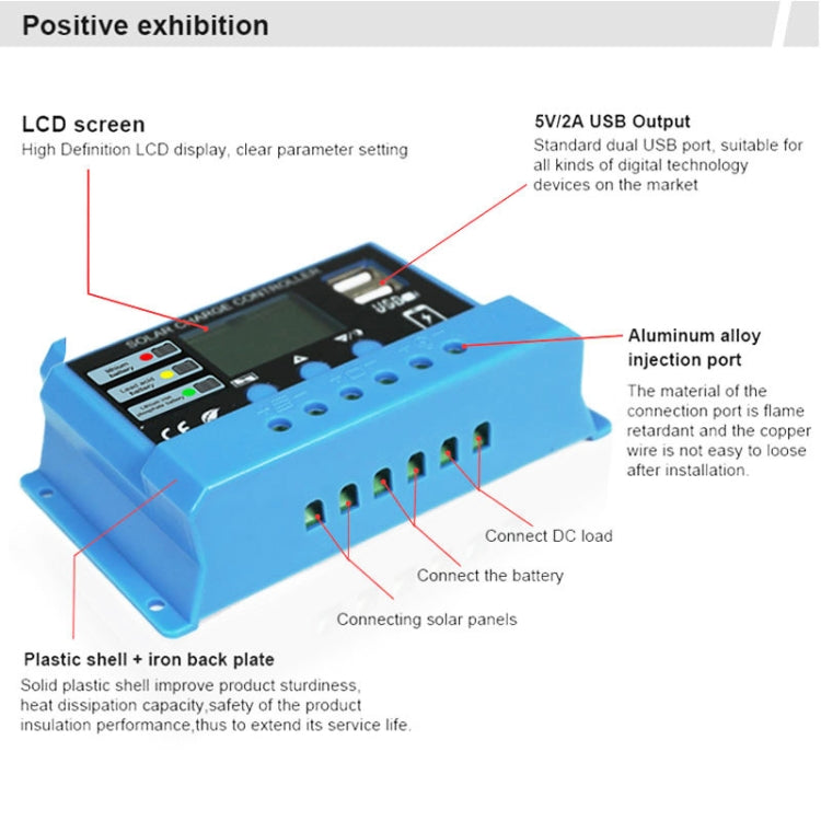 30A Solar Charge Controller 12V / 24V Lithium Lead-Acid Battery Charge Discharge PV Controller, with Indicator Light - In Car by buy2fix | Online Shopping UK | buy2fix