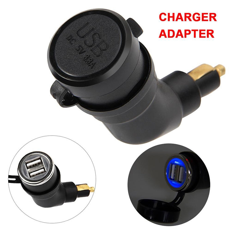 German European Standard Small Caliber Motorcycle Charger Cigarette Lighter Plug Elbow Phone Charger - Battery Charger by buy2fix | Online Shopping UK | buy2fix