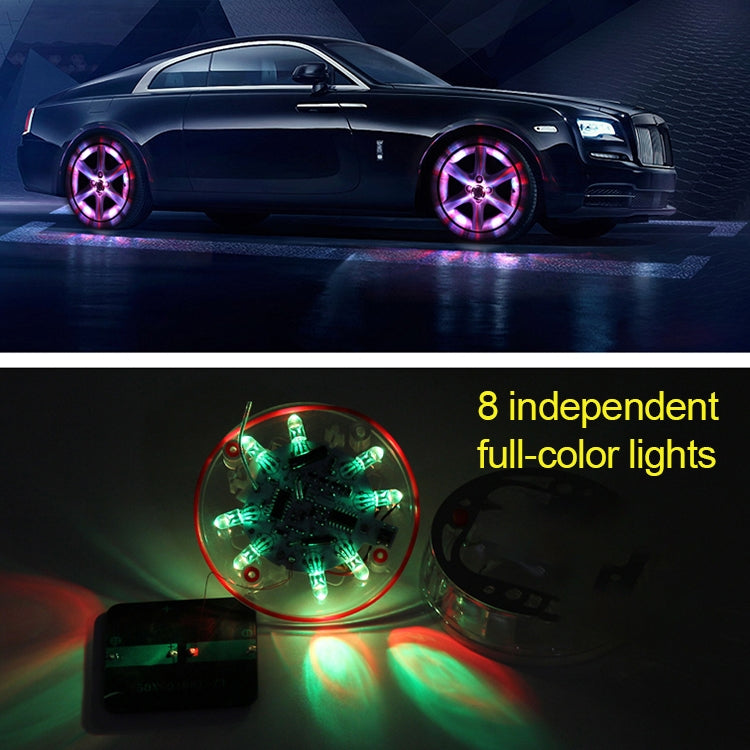 4 PCS Solar LED Car Tire Decoration Flashing Lights Colorful Wheels Hub Atmosphere Lights Infrared Remote Control - In Car by buy2fix | Online Shopping UK | buy2fix