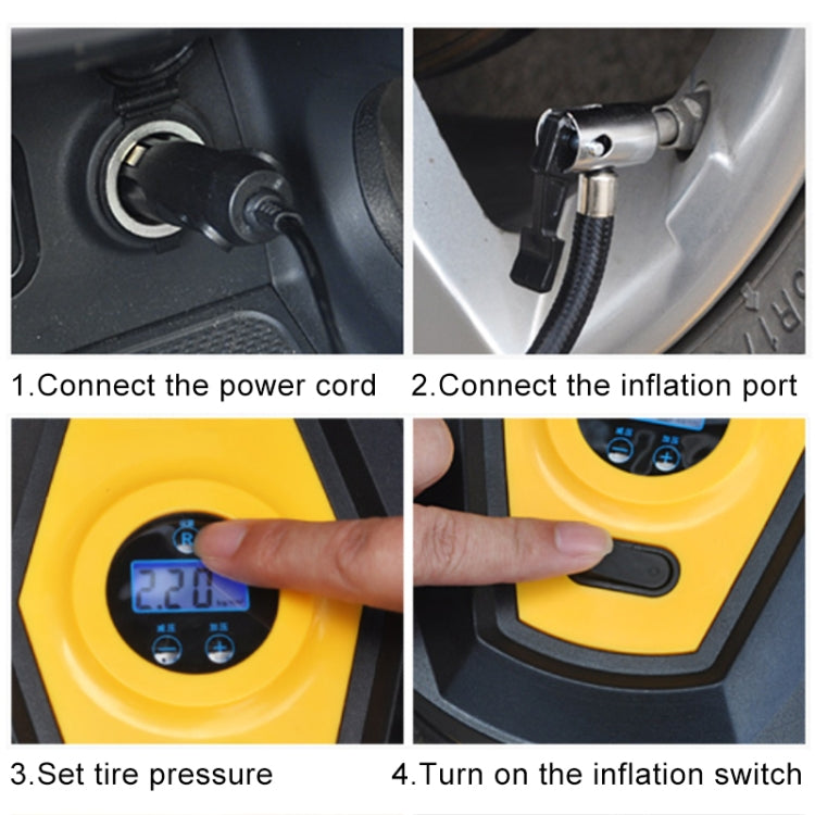 DC12V 120W Portable Multifunctional Round Car Air Pump with Digital Display + Toolbox - Inflatable Pump by buy2fix | Online Shopping UK | buy2fix