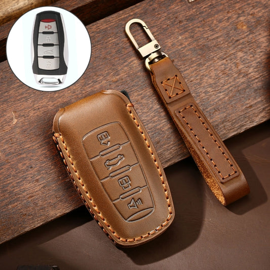 Hallmo Car Cowhide Leather Key Protective Cover Key Case for Haval H6 (Brown) - In Car by buy2fix | Online Shopping UK | buy2fix