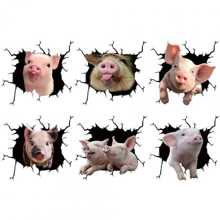 6 in 1 Creative Broken 3D Pig Car Stickers - In Car by buy2fix | Online Shopping UK | buy2fix