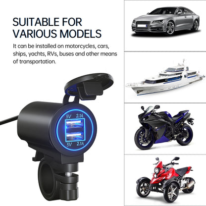 ZH-526I1 Car / Motorcycle 4.2A Dual USB Port Car Charger(Blue Light) - In Car by buy2fix | Online Shopping UK | buy2fix