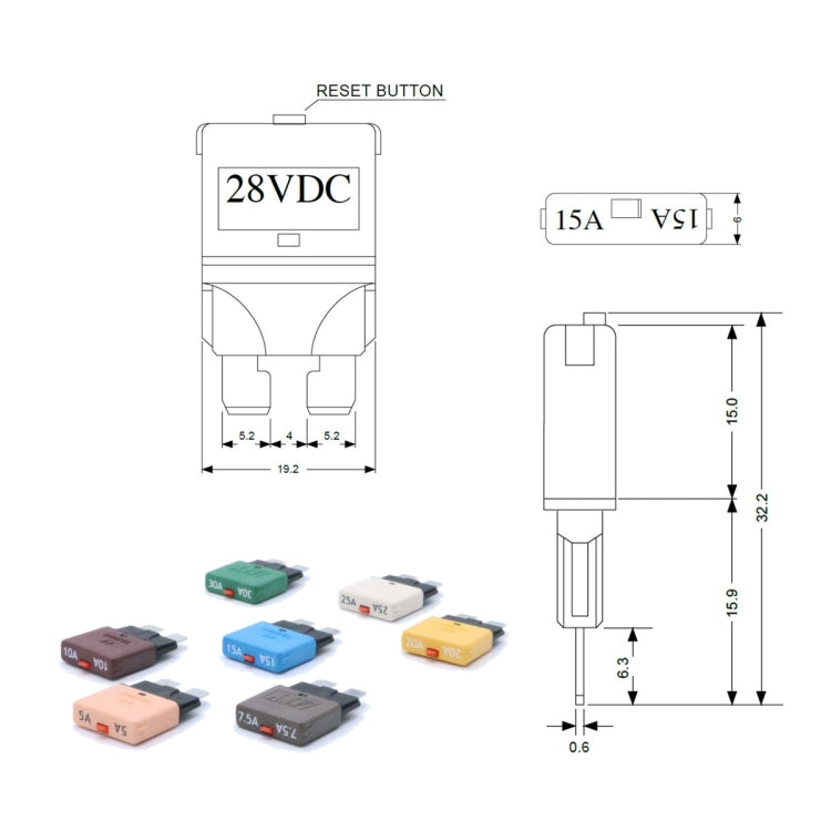 25AMP DC28V Circuit Breaker Trip Fuses Standard Blade Fuse Manual Reset - In Car by buy2fix | Online Shopping UK | buy2fix