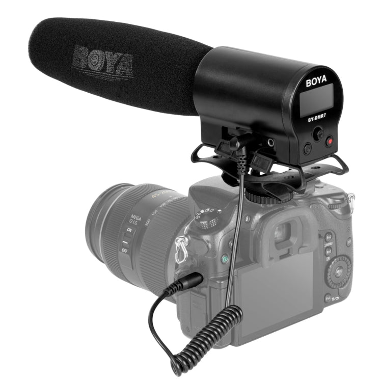 BOYA BY-DMR7 Shotgun Condenser Broadcast Microphone with LCD Display & Integrated Flash Recorder for Canon / Nikon / Sony DSLR Cameras and Video Cameras(Black) - Consumer Electronics by BOYA | Online Shopping UK | buy2fix