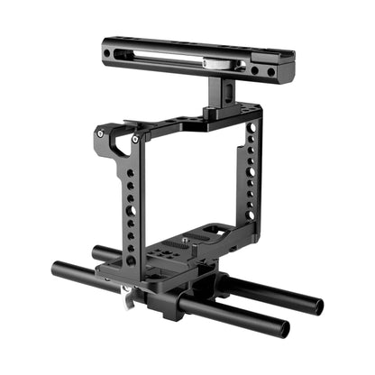 YELANGU C18 YLG0915A-C Video Camera Cage Stabilizer with Handle & Rail Rod Mount for Panasonic Lumix DC-S1H / DC-S1 / DC-S1R(Black) - Camera Cage by YELANGU | Online Shopping UK | buy2fix