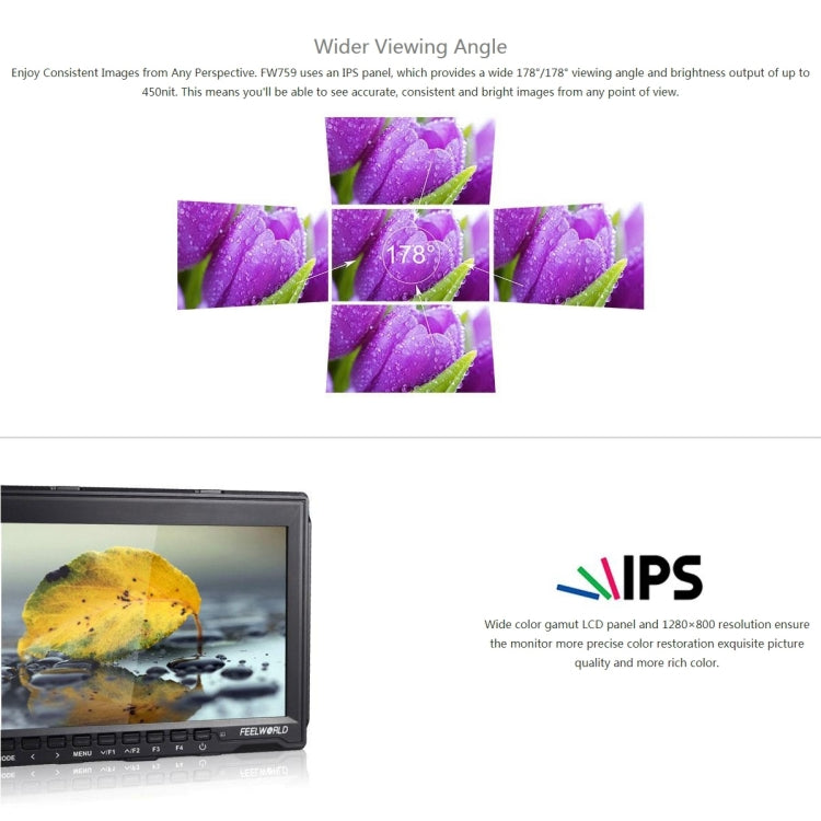 FEELWORLD FW759 1280x800 7 inch IPS Screen Ultra-thin HD Camera Field Monitor - Camera Accessories by FEELWORLD | Online Shopping UK | buy2fix