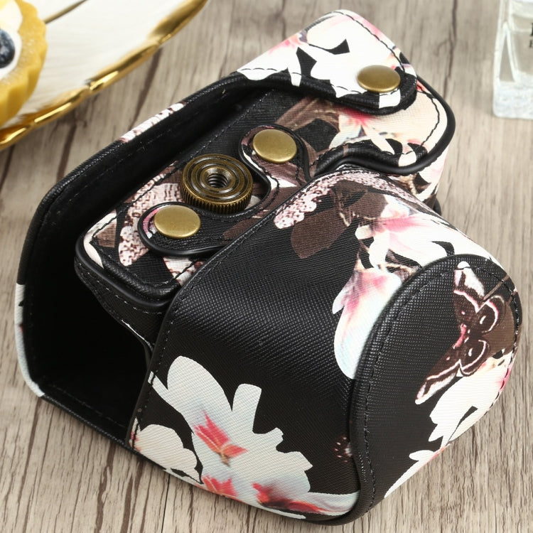 Flower Pattern PU Leather Camera Case for Sony A6000 / A6300 / A6400 / Nex 6 (Black) - Camera Accessories by buy2fix | Online Shopping UK | buy2fix