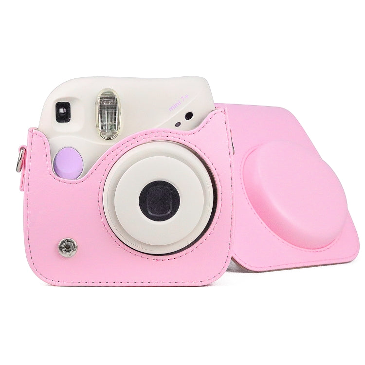 Retro Full Body PU Leather Case Camera  Bag with Strap for FUJIFILM instax mini 7+ (Pink) - Camera Accessories by buy2fix | Online Shopping UK | buy2fix