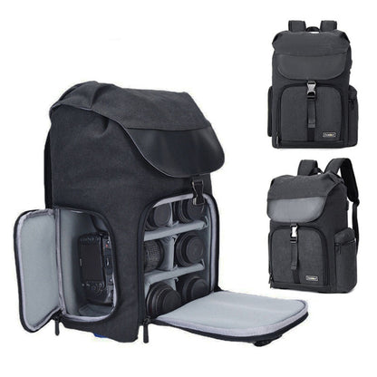 CADeN M8 Side Open Canvas Large Capacity Photography Backpack Shoulder Bag - Backpack by CADeN | Online Shopping UK | buy2fix