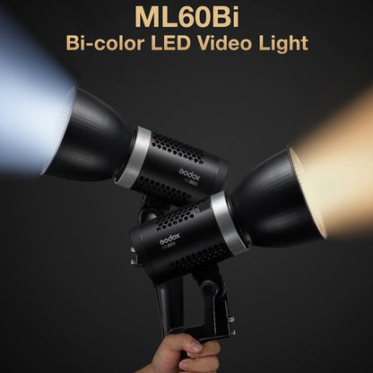 Godox ML60BI 60W LED Light 2800-6500K Brightness Adjustment Video Studio Flash Light(EU Plug) - Shoe Mount Flashes by Godox | Online Shopping UK | buy2fix