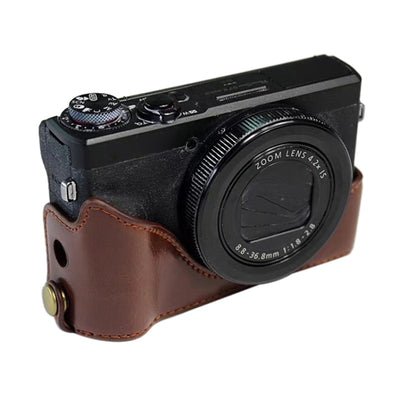 1/4 inch Thread PU Leather Camera Half Case Base for Canon G7 X Mark III / G7 X3 (Coffee) - Camera Accessories by buy2fix | Online Shopping UK | buy2fix