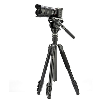 Fotopro S5i Pro 4-Section Tripod Mount with Fluid Drag Head & Head Base (Black) - Tripods by Fotopro | Online Shopping UK | buy2fix