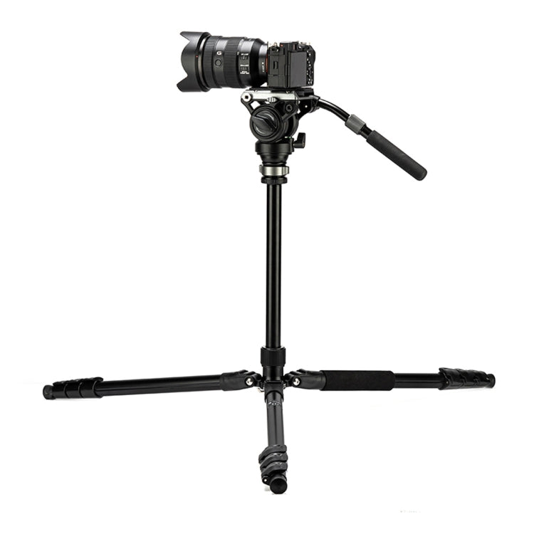 Fotopro S5i Pro 4-Section Tripod Mount with Fluid Drag Head & Head Base (Black) - Camera Accessories by Fotopro | Online Shopping UK | buy2fix