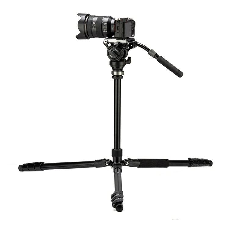 Fotopro S5i Pro 4-Section Tripod Mount with Fluid Drag Head & Head Base (Black) - Tripods by Fotopro | Online Shopping UK | buy2fix