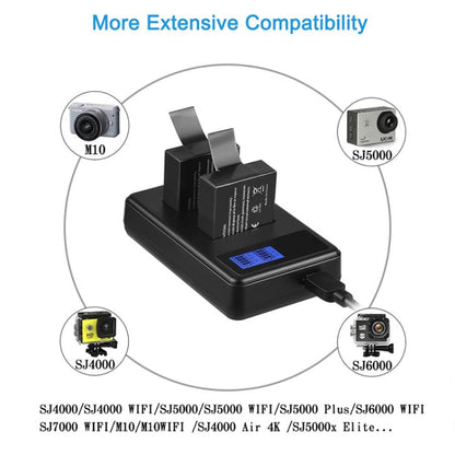 SJCAM SJ7000 / SJ6000 / SJ5000 / SJ4000 Battery LCD Screen Dual Batteries Charger, Displays Charging Capacity(Black) - Camera Accessories by buy2fix | Online Shopping UK | buy2fix