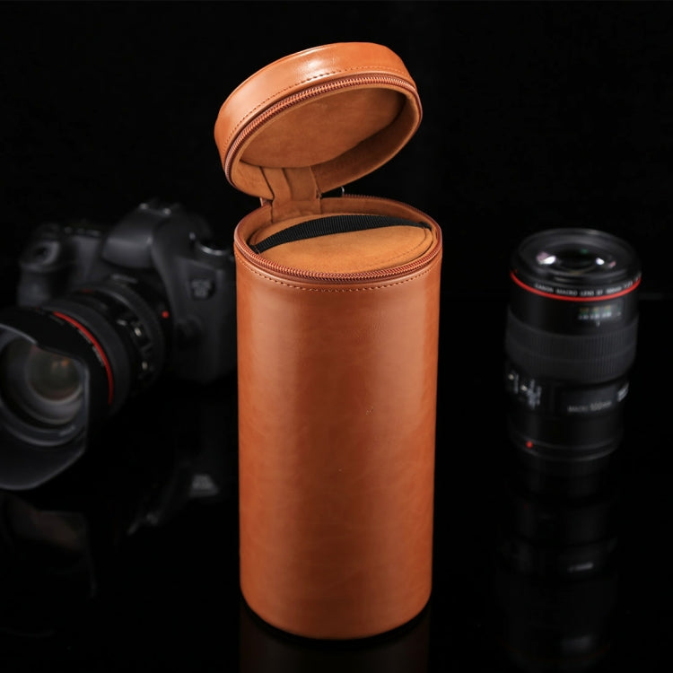 Extra Large Lens Case Zippered PU Leather Pouch Box for DSLR Camera Lens, Size: 24.5*10.5*10.5cm(Brown) - Camera Accessories by buy2fix | Online Shopping UK | buy2fix