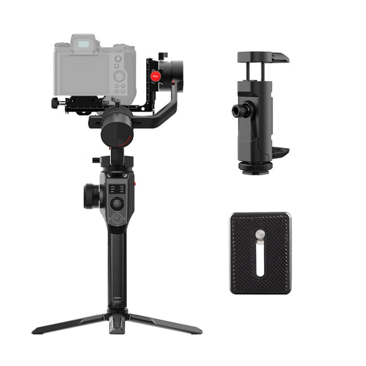 MOZA AirCross 2 Professional 3 Axis Handheld Gimbal Stabilizer with Phone Clamp + Quick Release Plate for DSLR Camera and Smart Phone, Load: 3.2kg(Black) - Camera Accessories by MOZA | Online Shopping UK | buy2fix