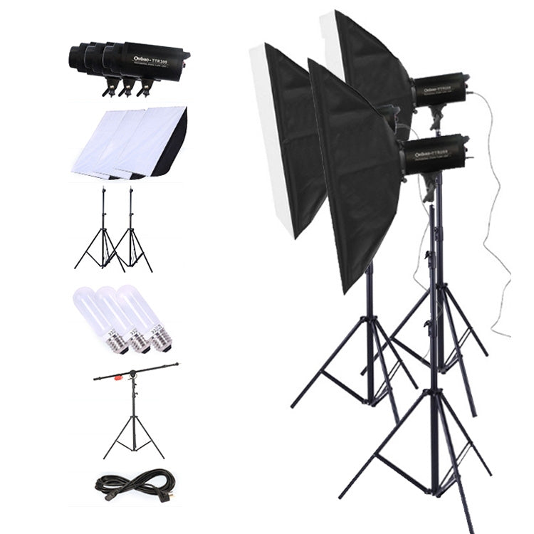 TRIOPO Oubao TTR300W 60x90cm Studio Softbox + 2.8m Tripod Mount + 3x E27 150W Light Bulb Photography Lighting Set - Camera Accessories by TRIOPO | Online Shopping UK | buy2fix