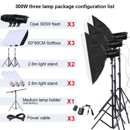 TRIOPO Oubao TTR300W 60x90cm Studio Softbox + 2.8m Tripod Mount + 3x E27 150W Light Bulb Photography Lighting Set - Camera Accessories by TRIOPO | Online Shopping UK | buy2fix