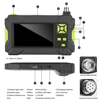 P30 8mm IP67 Waterproof 4.3 inch HD Portable Endoscope Hard Cable Industrial Endoscope, Cable Length: 10m -  by buy2fix | Online Shopping UK | buy2fix