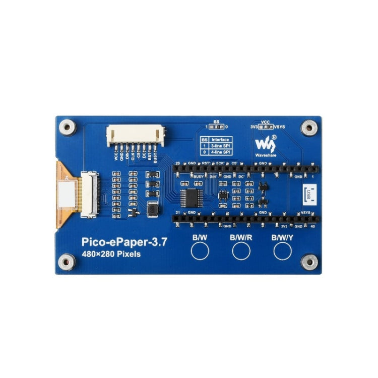 Waveshare 3.7 inch 480x280 Pixel E-Paper E-Ink Display Module for Raspberry Pi Pico, 4 Grayscale, SPI Interface - Modules Expansions Accessories by WAVESHARE | Online Shopping UK | buy2fix