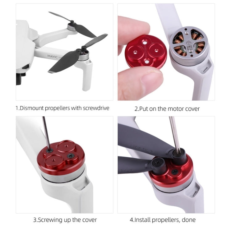 4 PCS Sunnylife Motor Metal Protection Cover for DJI Mini 2 (Red) - DJI & GoPro Accessories by Sunnylife | Online Shopping UK | buy2fix